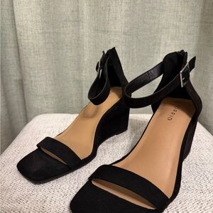 Torrid Black Ankle Strap Wedges